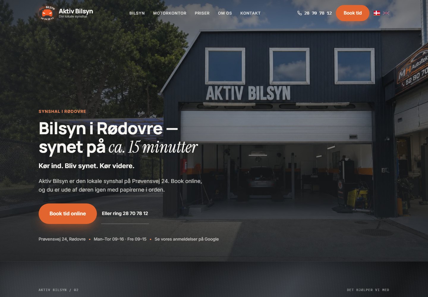 Skærmbillede af hjemmesiden for Aktiv Bilsyn