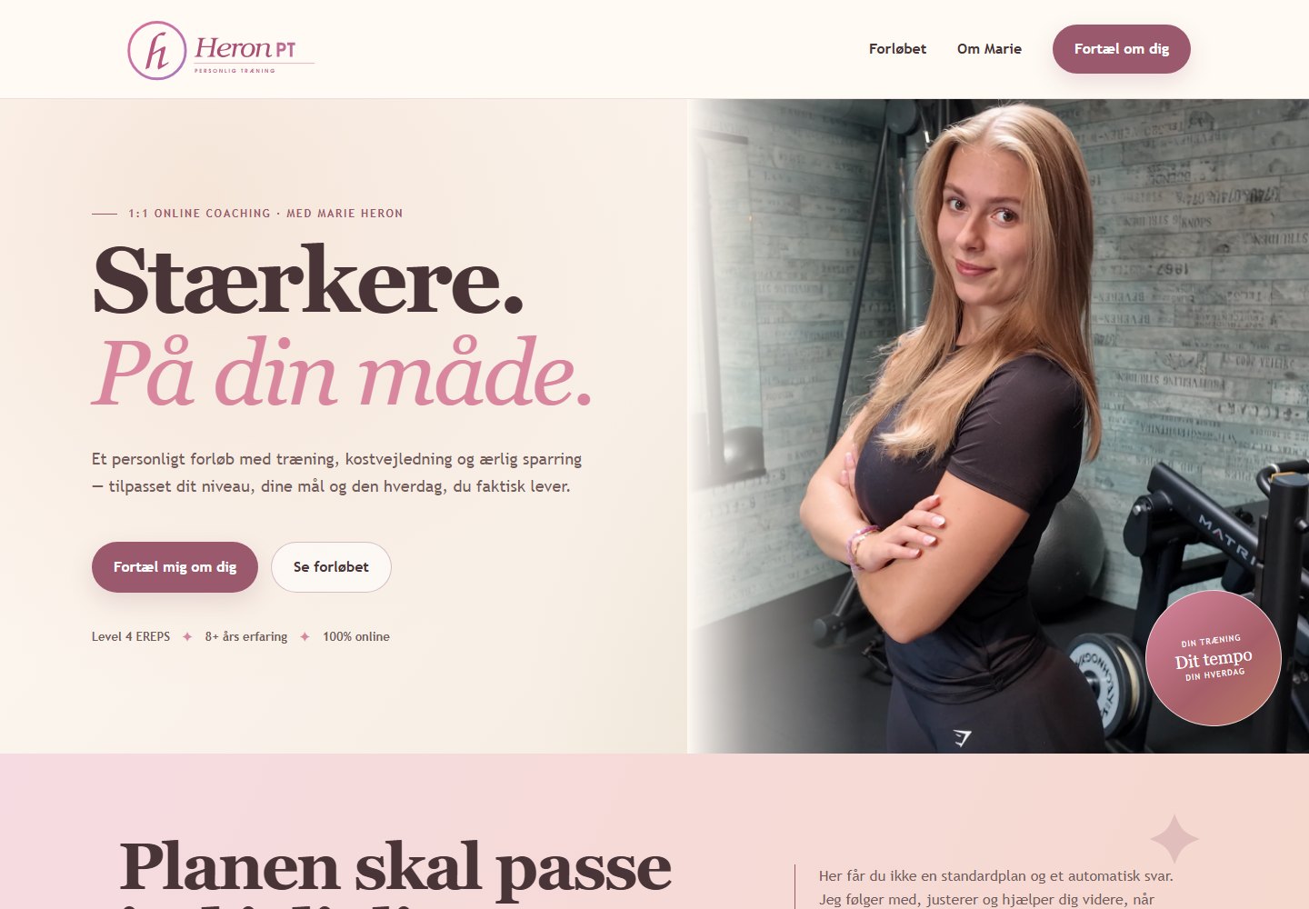 Skærmbillede af hjemmesiden for HeronPT